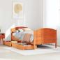 Preview: ARDEBO.de - Massivholzbett ohne Matratze Wachsbraun 90x200 Kiefernholz