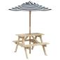 Preview: Picknicktisch f?r 4 Kinder mit Sonnenschirm Massivholz Tanne