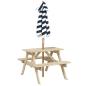 Preview: Picknicktisch f?r 4 Kinder mit Sonnenschirm Massivholz Tanne