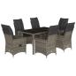 Preview: 7-tlg. Garten-Essgruppe mit Kissen Grau Poly Rattan
