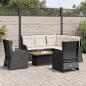Preview: ARDEBO.de - 6-tlg. Garten-Lounge-Set mit Kissen Schwarz Poly Rattan