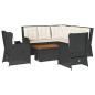 Preview: 6-tlg. Garten-Lounge-Set mit Kissen Schwarz Poly Rattan