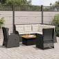 Preview: ARDEBO.de - 6-tlg. Garten-Lounge-Set mit Kissen Schwarz Poly Rattan