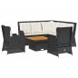 Preview: 6-tlg. Garten-Lounge-Set mit Kissen Schwarz Poly Rattan