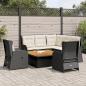Preview: ARDEBO.de - 6-tlg. Garten-Lounge-Set mit Kissen Schwarz Poly Rattan
