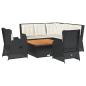 Preview: 6-tlg. Garten-Lounge-Set mit Kissen Schwarz Poly Rattan