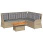 Preview: 5-tlg. Garten-Lounge-Set mit Kissen Beige Poly Rattan