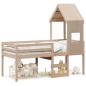 Preview: Hochbett mit Dach 90x190 cm Massivholz Kiefer