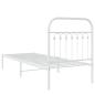 Preview: Metallbett ohne Matratze mit Kopfteil Weiß 75x190 cm