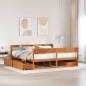 Preview: ARDEBO.de - Massivholzbett ohne Matratze Wachsbraun 200x200 Kiefernholz