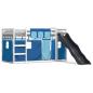 Preview: Etagenbett mit Rutsche und Gardinen Blau 90x200 cm