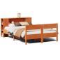 Preview: Massivholzbett mit Regal ohne Matratze Wachsbraun 150x200 cm