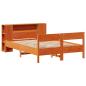 Preview: Massivholzbett mit Regal ohne Matratze Wachsbraun 150x200 cm