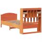 Preview: Massivholzbett mit Regal ohne Matratze Wachsbraun 100x200 cm