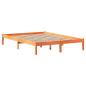 Preview: Massivholzbett mit Regal ohne Matratze Wachsbraun 140x190 cm