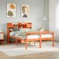 Preview: ARDEBO.de - Massivholzbett mit Regal ohne Matratze Wachsbraun 160x200 cm