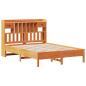 Preview: Massivholzbett mit Regal ohne Matratze Wachsbraun 160x200 cm