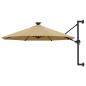 Preview: ARDEBO.de - Sonnenschirm zur Wandmontage mit LEDs 300 cm Taupe