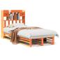 Preview: Massivholzbett mit Regal ohne Matratze Wachsbraun 100x200 cm