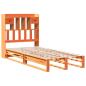 Preview: Massivholzbett mit Regal ohne Matratze Wachsbraun 100x200 cm