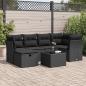 Preview: ARDEBO.de - 7-tlg. Garten-Sofagarnitur mit Kissen Schwarz Poly Rattan