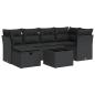 Preview: 7-tlg. Garten-Sofagarnitur mit Kissen Schwarz Poly Rattan