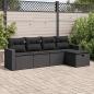 Preview: ARDEBO.de - 5-tlg. Garten-Sofagarnitur mit Kissen Schwarz Poly Rattan