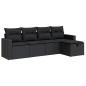 Preview: 5-tlg. Garten-Sofagarnitur mit Kissen Schwarz Poly Rattan