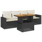 Preview: 5-tlg. Garten-Sofagarnitur mit Kissen Schwarz Poly Rattan