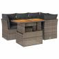 Preview: 5-tlg. Garten-Sofagarnitur mit Kissen Grau Poly Rattan