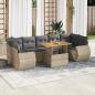 Preview: ARDEBO.de - 8-tlg. Garten-Sofagarnitur mit Kissen Beige Poly Rattan