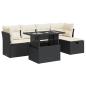 Preview: 6-tlg. Garten-Sofagarnitur mit Kissen Schwarz Poly Rattan