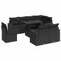 Preview: 9-tlg. Garten-Sofagarnitur mit Kissen Schwarz Poly Rattan