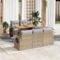 Preview: ARDEBO.de - 6-tlg. Garten-Sofagarnitur mit Kissen Beige Poly Rattan