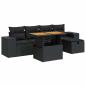 Preview: 6-tlg. Garten-Sofagarnitur mit Kissen Schwarz Poly Rattan