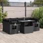 Preview: ARDEBO.de - 7-tlg. Garten-Sofagarnitur mit Kissen Schwarz Poly Rattan