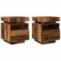 Preview: Nachttische mit LED-Leuchten 2 Stk. Altholz-Optik 40x39x48,5 cm
