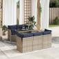 Preview: ARDEBO.de - 6-tlg. Garten-Sofagarnitur mit Kissen Grau Poly Rattan Akazie