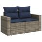 Preview: 9-tlg. Garten-Sofagarnitur mit Kissen Grau Poly Rattan Akazie