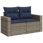 Preview: 6-tlg. Garten-Sofagarnitur mit Kissen Grau Poly Rattan Akazie