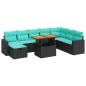 Preview: 9-tlg. Garten-Sofagarnitur mit Kissen Schwarz Poly Rattan