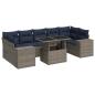 Preview: 8-tlg. Garten-Sofagarnitur mit Kissen Grau Poly Rattan Akazie
