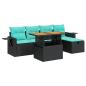 Preview: 6-tlg. Garten-Sofagarnitur mit Kissen Schwarz Poly Rattan
