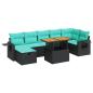 Preview: 8-tlg. Garten-Sofagarnitur mit Kissen Grau Poly Rattan Akazie