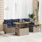 Preview: ARDEBO.de - 6-tlg. Garten-Sofagarnitur mit Kissen Grau Poly Rattan Akazie