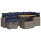 Preview: 7-tlg. Garten-Sofagarnitur mit Kissen Grau Poly Rattan