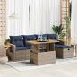 Preview: ARDEBO.de - 6-tlg. Garten-Sofagarnitur mit Kissen Grau Poly Rattan Akazie