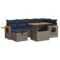 Preview: 7-tlg. Garten-Sofagarnitur mit Kissen Grau Poly Rattan