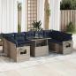Preview: ARDEBO.de - 10-tlg. Garten-Sofagarnitur mit Kissen Grau Poly Rattan Akazie