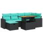 Preview: 7-tlg. Garten-Sofagarnitur mit Kissen Braun Poly Rattan Akazie